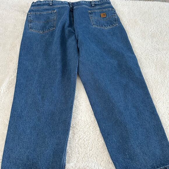 Mens Carhartt Jeans Relaxed Straight Leg Blue Denim Size 44x20 B17D8T Workwear - Picture 3 of 7